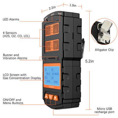 Bom preço. ODM Detector Multigas resistente 4In1 para vazamento de monóxido de carbono em espaços confinados on-line