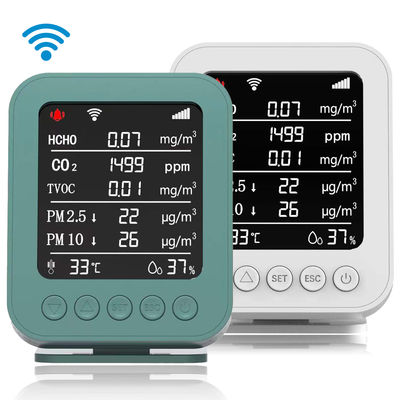 Bom preço. Smart Tuya WiFi Air Quality Monitor Detects CO2/PM2.5/HCHO/TVOC  Temperature Humidity with NDIR Sensor on-line