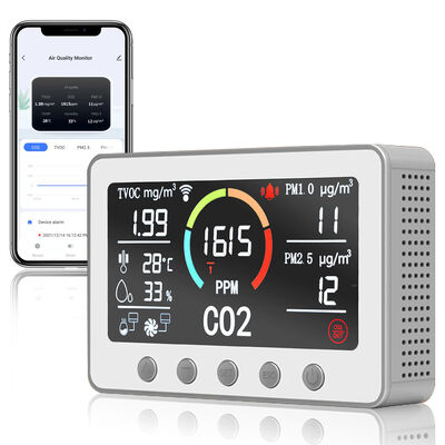 Bom preço. CE RoHS Certified OEM ODM Smart WiFi Tuya Air Quality Monitor: 6-in-1 IAQ Detector (PM2.5 Sensor, CO2 Meter, AQI Monitor) for Indoor Use on-line