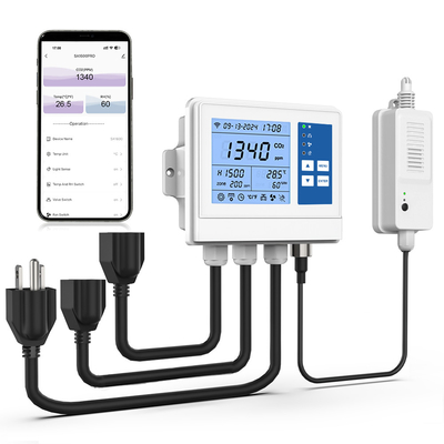 100V Monitor de CO2 Wifi de Estufas Controlador de temperatura e umidade