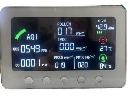 Smart WiFi IAQ Monitor Multiparameter Air Quality Monitor com TVOC PM1.0/2.5 CO CO2 para residências, escritórios e espaços interiores