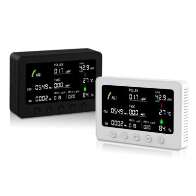 Bom preço. Detector de qualidade do ar IoT 10 em 1 - Sensor de alta precisão PM1.0/CO2/Ruído/AQI com monitoramento remoto por APP com certificação CE FCC on-line