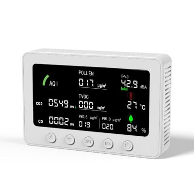 Bom preço. Testador de Qualidade do Ar Multi-Gás - Detector 10-em-1 AQI/CO2/Ruído/TVOC/Pólen com Monitoramento Remoto WiFi e Armazenamento de Dados on-line