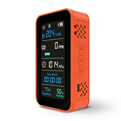 Bom preço. Monitor de Qualidade do Ar 6 em 1 PT09 - Detector de CO O2 com Temp/UR/Altímetro/Barômetro, Monitor de Gás Portátil Recarregável on-line