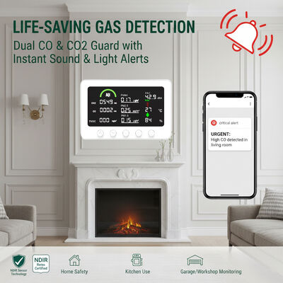 Bom preço. Monitor Profissional de Qualidade do Ar 10 em 1: Medidor em Tempo Real de CO2, PM2.5, TVOC e CO com Controle pelo App Tuya e RS485 para Casa Inteligente on-line